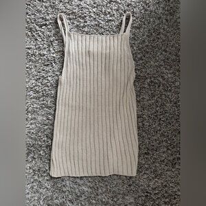 Zara Beige Ribbed Knit Tank Top